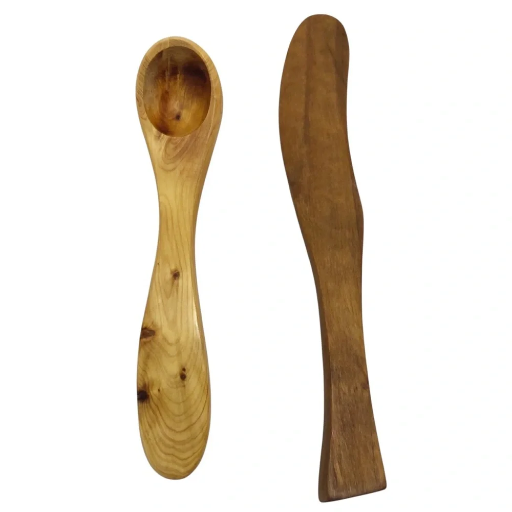 Artisan Handcrafted Wood Charcuterie Serving Utensils Spoon Spreader Tongs Fork